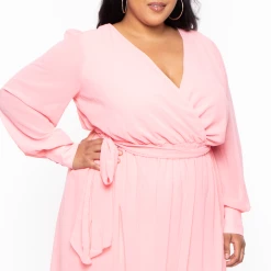 Miss Avenue Plus Size Soleil Chiffon Dress - Light Coral Dresses