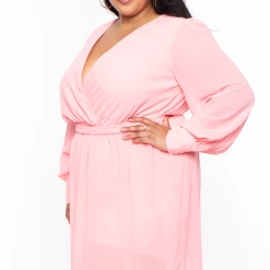 Miss Avenue Plus Size Soleil Chiffon Dress - Light Coral Dresses