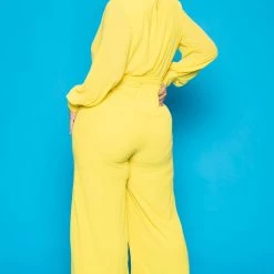 Miss Avenue Plus Size Alyssa Sheer Jumpsuit - Yellow