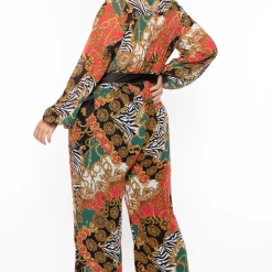 Miss Avenue Plus Size Kendra Printed Jumpsuit - Burgundy 9 Miss Avenue Plus Size Kendra Printed Jumpsuit - Burgundy