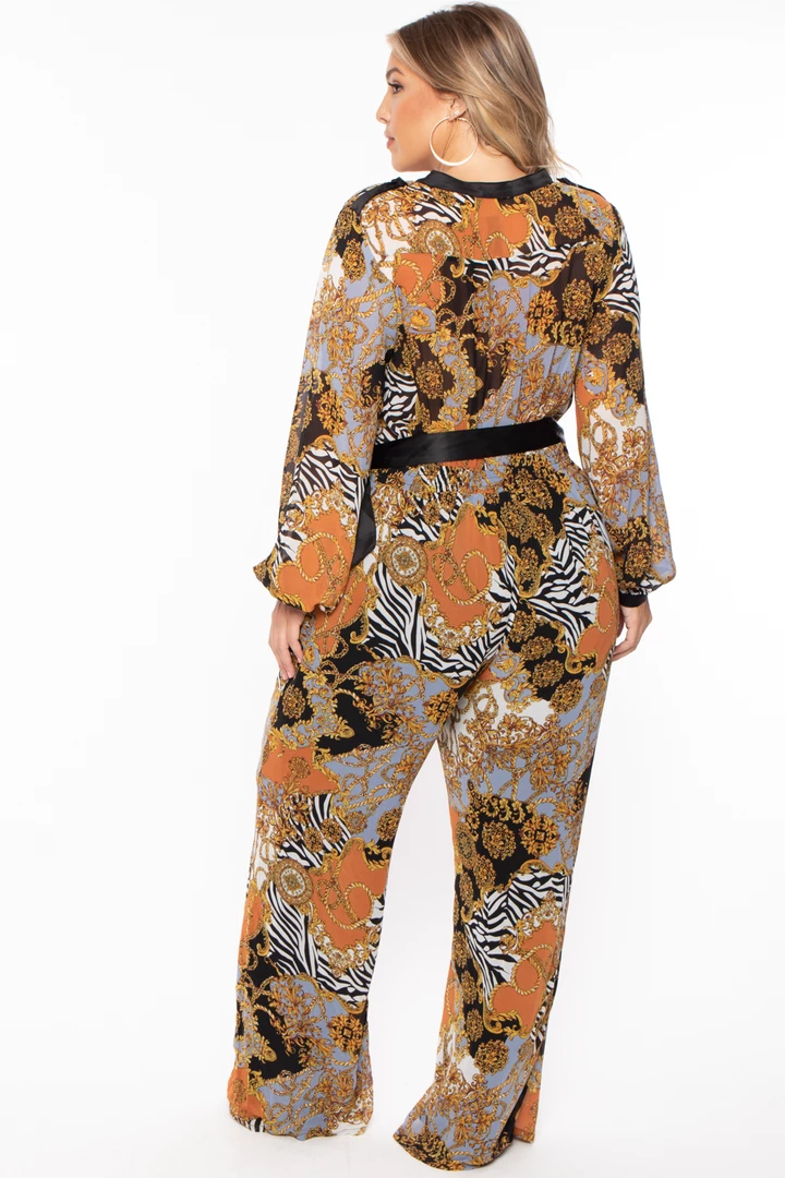 Miss Avenue Plus Size Kendra Printed Jumpsuit- Rust 5 Miss Avenue Plus Size Kendra Printed Jumpsuit- Rust