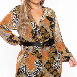 Miss Avenue Plus Size Kendra Printed Jumpsuit- Rust 11 Miss Avenue Plus Size Kendra Printed Jumpsuit- Rust