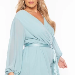 Miss Avenue Plus Size Leeha Surplice Belted Romper - Teal Party Jumpsuilts 10 Miss Avenue Plus Size Leeha Surplice Belted Romper - Teal Party Jumpsuilts