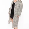Noble U Outerwear Plus Size Destroyed Leopard Denim Duster - Beige