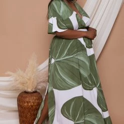 Ricarica Plus Size Kalea Tropical Maxi Dress - Green