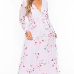 Ricarica Plus Size Priscilla Floral Maxi Dress - Lavender Dresses