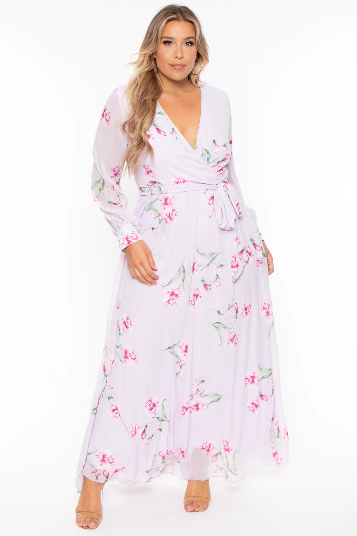 Ricarica Plus Size Priscilla Floral Maxi Dress - Lavender Dresses 3 Ricarica Plus Size Priscilla Floral Maxi Dress - Lavender Dresses