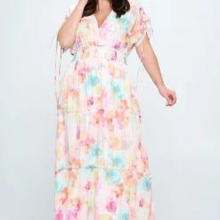 Ricarica Plus Size Ailsa Floral Maxi Dress - Pink New Arrivals