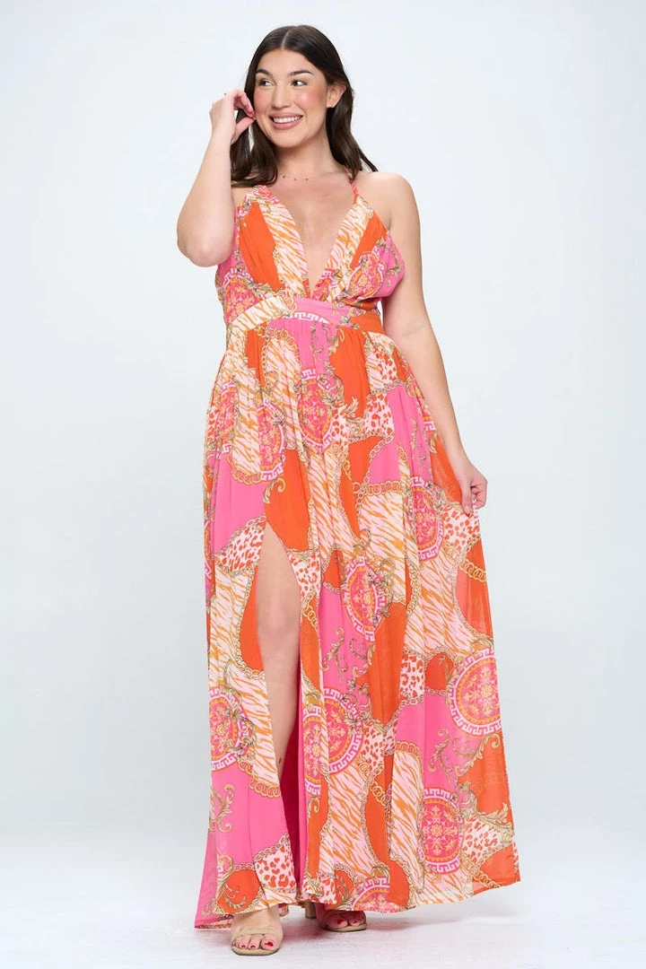 Ricarica Plus Size Svana Abstract Maxi Dress- Pink New Arrivals 6 Ricarica Plus Size Svana Abstract Maxi Dress- Pink New Arrivals