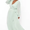 Ricarica Plus Size Greta Chiffon Maxi Dress - Sage Dresses