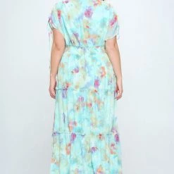 Ricarica Plus Size Ailsa Floral Maxi Dress - Mint