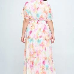 Ricarica Plus Size Ailsa Floral Maxi Dress - Pink New Arrivals
