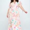 Ricarica Plus Size Ailsa Floral Maxi Dress - Pink New Arrivals
