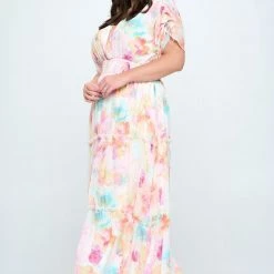 Ricarica Plus Size Ailsa Floral Maxi Dress - Pink New Arrivals