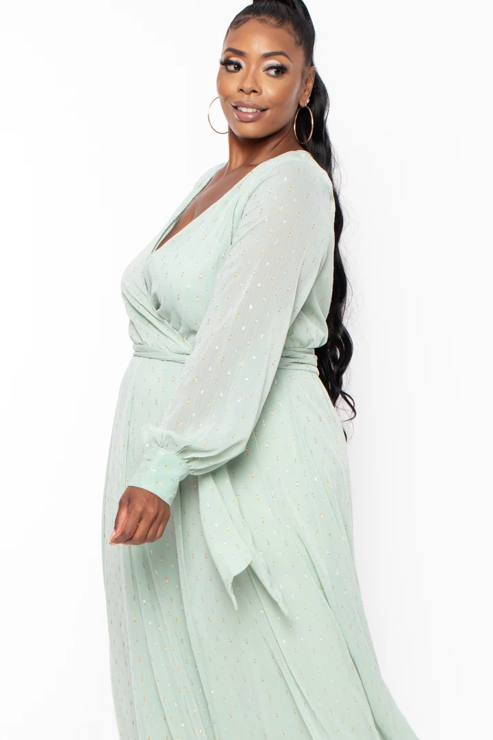 Ricarica Plus Size Greta Chiffon Maxi Dress - Sage Dresses 6 Ricarica Plus Size Greta Chiffon Maxi Dress - Sage Dresses