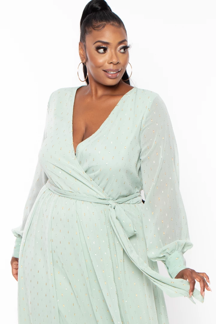 Ricarica Plus Size Greta Chiffon Maxi Dress - Sage Dresses 4 Ricarica Plus Size Greta Chiffon Maxi Dress - Sage Dresses