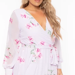 Ricarica Plus Size Priscilla Floral Maxi Dress - Lavender Dresses