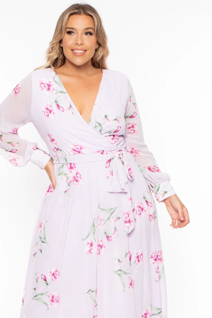 Ricarica Plus Size Priscilla Floral Maxi Dress - Lavender Dresses 5 Ricarica Plus Size Priscilla Floral Maxi Dress - Lavender Dresses