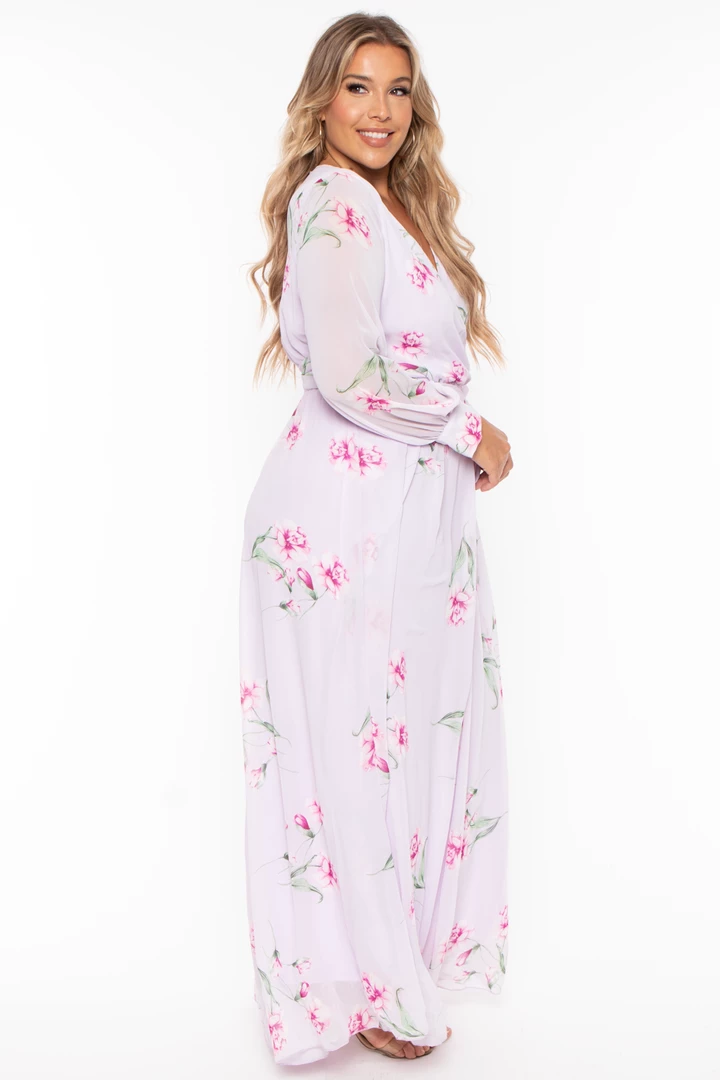Ricarica Plus Size Priscilla Floral Maxi Dress - Lavender Dresses 7 Ricarica Plus Size Priscilla Floral Maxi Dress - Lavender Dresses