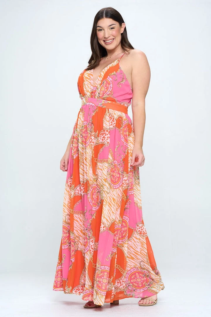 Ricarica Plus Size Svana Abstract Maxi Dress- Pink New Arrivals 3 Ricarica Plus Size Svana Abstract Maxi Dress- Pink New Arrivals