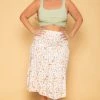 Sky Plus Plus Size Floral Midi Skirt - Ivory New Arrivals