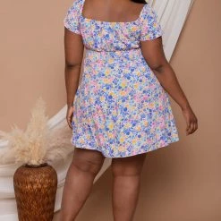Sky Plus Plus Size Abloom Floral Dress - Blue