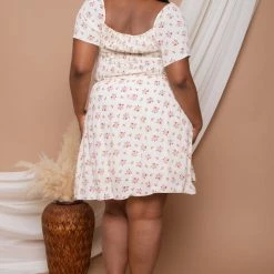 Sky Plus Plus Size Laura Floral Dress - Cream