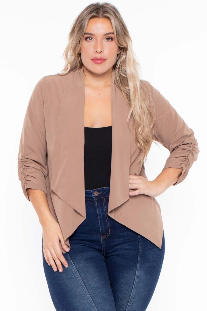 Sky Plus Plus Size Kalila Blazer - Mocha 3 Sky Plus Plus Size Kalila Blazer - Mocha