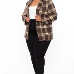 Sky Plus Outerwear Plus Size Amber Winter Coat- Brown