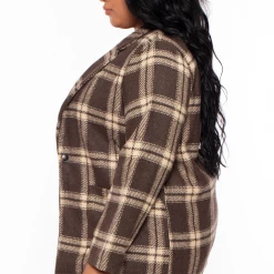 Sky Plus Outerwear Plus Size Amber Winter Coat- Brown