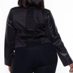 Sky Plus Plus Size Jaden Vegan Leather Jacket - Black Outerwear