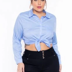 Sky Plus Plus Size Boss Babe Top - Blue
