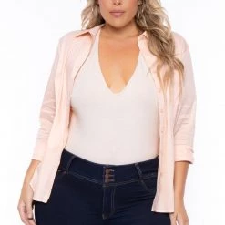 Sky Plus Plus Size Boss Babe Top - Peach