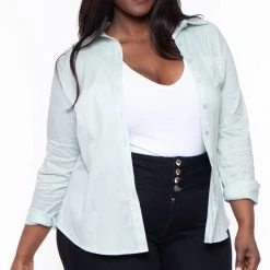 Sky Plus Tops Plus Size Boss Babe Top- Sage