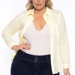 Sky Plus Tops Plus Size Boss Babe Top - Yellow