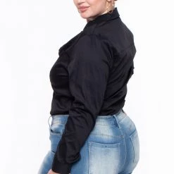 Sky Plus Tops Plus Size Boss Babe Top - Black