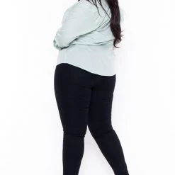 Sky Plus Tops Plus Size Boss Babe Top- Sage