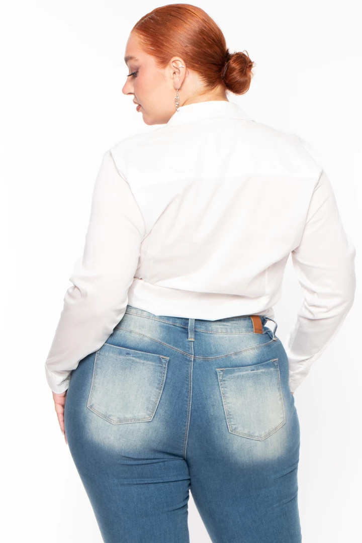 Sky Plus Tops Plus Size Boss Babe Top - White 8 Sky Plus Tops Plus Size Boss Babe Top - White