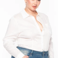 Sky Plus Tops Plus Size Boss Babe Top - White