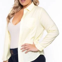 Sky Plus Tops Plus Size Boss Babe Top - Yellow