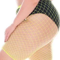 Smile Lingerie Plus Size Fishnet Biker Shorts - Neon Lime Bottoms