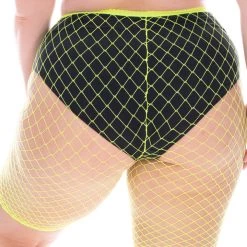 Smile Lingerie Plus Size Fishnet Biker Shorts - Neon Lime Bottoms