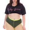 Smile Lingerie Plus Size Fishnet Biker Shorts - Neon Lime Bottoms
