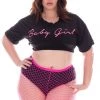 Smile Lingerie Bottoms Plus Size Fishnet Biker Shorts - Neon Pink