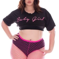 Smile Lingerie Bottoms Plus Size Fishnet Biker Shorts - Neon Pink