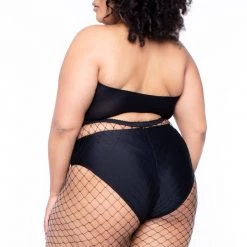 Smile Lingerie Plus Size Fishnet Biker Shorts - Black Bottoms