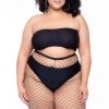 Smile Lingerie Plus Size Fishnet Biker Shorts - Black Bottoms
