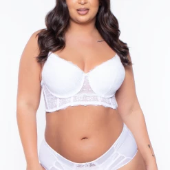 Smile Lingerie Plus Size Balconette Lace Bra - White Intimates