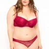 Smile Lingerie Plus Size Sheer Lace Bra - Burgundy Intimates