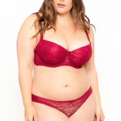 Smile Lingerie Plus Size Sheer Lace Bra - Burgundy Intimates